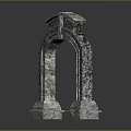 Decorative Archway With Carved Intricate Patterns And Scrollwork On Stone Base 3d model