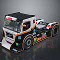 Black White Orange Race Truck with Number 11 and Sponsor Decals Exterior Design