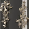 Modern Elegant Wall Decor With Geometric Lines And Metallic Texture On Gray Background 3d model