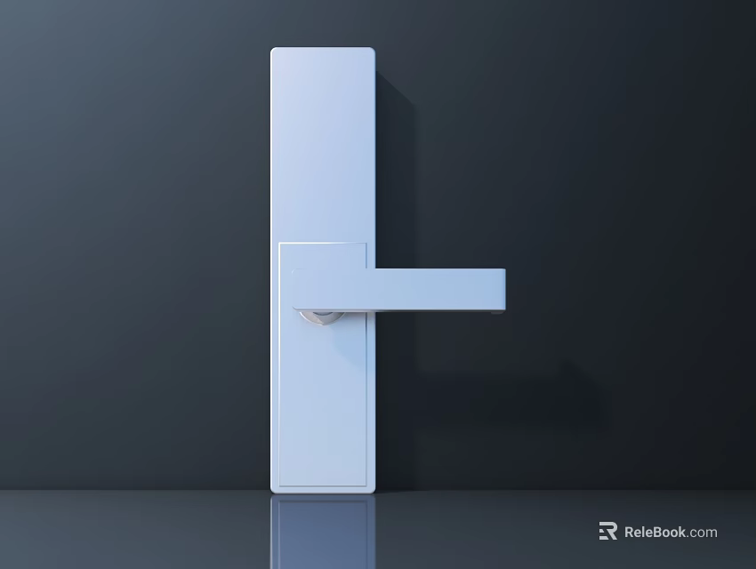 Modern White Door Handle With Sleek Minimalist Design On Dark Door 3d model 