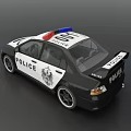 Blue And White Police Function Vehicle With Red Blue Lights And Police Logo