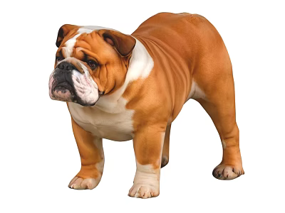 English Bulldog Standing With Brown White Coat And Strong Muscular Build 3d model