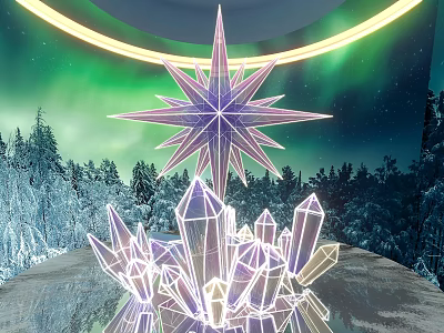 Illuminated Star Shaped Decoration With Crystal Structures And Aurora Lights Photo Spot 3d model