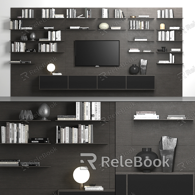 Modern TV background cabinet model