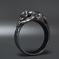 Stylish Silver Panther Sculpture Ring Unique Jewelry With Modern Artistic Design