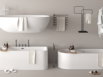 Bathtub Integrated Bathtub Separate Bathtub Towels 3d model