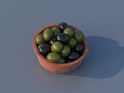 Ceramic Kitchenware Bowl For Storing Green And Black Olives In Kitchen 3d model