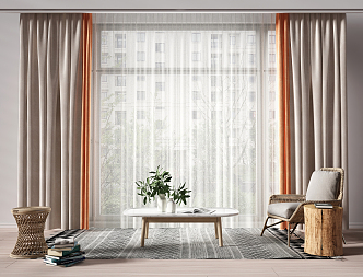 Modern Curtain Fabric Curtain 3d model