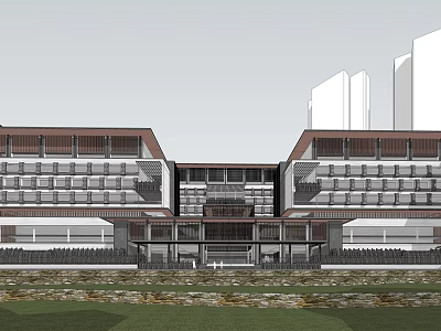 Modern Multi Storey Building Exterior Design With Glass Windows And Balconies Facade 3d model