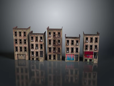 Vintage Urban Building Models With Weathered Facades Multiple Windows And Colorful Storefronts 3d model