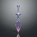 Unique Iridescent Metallic Sword Featuring Decorative Hilt And Sharp Blade Design