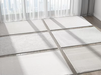 White Square Rugs With Textured Patterns For Indoor Floor In Natural Light 3d model