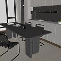 Modern Restaurant Interior With Open Layout Dining Table Chairs And Wine Storage 3d model