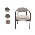 Modern Single Chair With Wooden Frame Curved Armrests And Light Gray Upholstered Seat