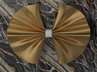 Golden Bow Decorative Pendant With Shiny Satin Finish On Marble Texture Background 3d model