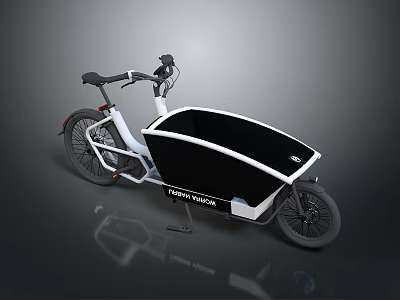 Street Work Cargo Bike With Black White Cargo Box And Practical Design 3d model