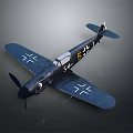 Vintage Dark Blue Fighter Aircraft Model With White Cross Insignia And Tail Markings