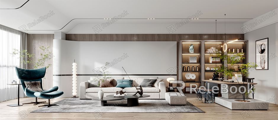 Modern Living Room & Dining Room model