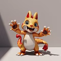 Game And Movie Character With Yellow Body Red Ears Tail Big Eyes Open Hands Smile