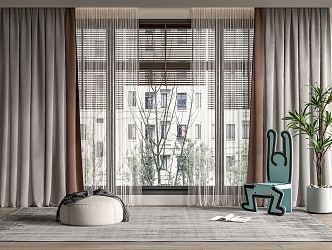 modern curtain venetian blinds 3d model