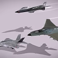 Three Distinct Fighter Jets Flying In Mid Air