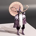 Mythical Game Character Design With Long White Beard Purple Robe And Curved Antlers