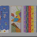 Colorful Kids Play Equipment With Space Theme Geometric Patterns And Cartoon Designs