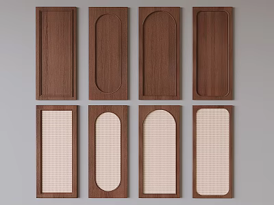 Wooden Wardrobe Doors With Various Solid And Mesh Panel Designs 3d model