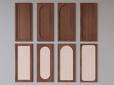 Ancient Style Wardrobe Door Panel Retro Rattan Wardrobe Door Panel New Chinese Style Solid Wood Wardrobe Door Panel 3d model