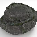 Natural Stone Structure Double Layered Circular With Moss Grass And Natural Textured Details