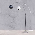 Modern Arc Floor Lamps In Silver And White With Gray Wall Background