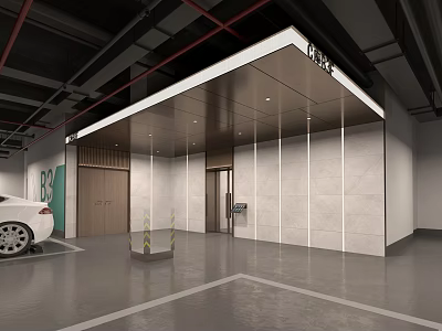 Modern Parking Lot Parking Lot Entry 3d model