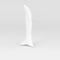 Tech Exhibition Hall Showcasing Modern White Sculpture With Circular Hole And Streamlined Design