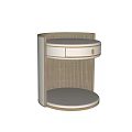 Modern Round Nightstand With Drawer And Ribbed Panel Design 3d model