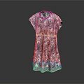 Short Sleeved White Dress With Blue Floral Print And Fitted Waist Design