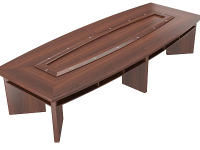 Wooden Conference Table Modern Rectangular Design With Central Groove And Sturdy Legs For Office Meetings 3d model