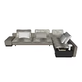 Light Gray L shaped Sectional Sofa With Black Gray Cushions And Side Table 3d model