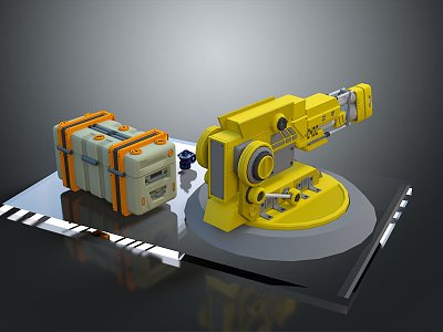 Modern laser tower turret turntable sci-fi tower defense 3d model