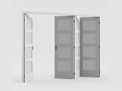 Modern Folding Door Featuring Glass Panels In Open Position For Interior Design Use 3d model