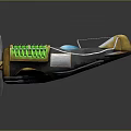 Vintage Space Aircraft 3D Model with Propeller Wings and Green Accents
