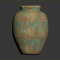 Artistic Sculpture Vase With Orange Copper Green Mottled Texture And Handle Design