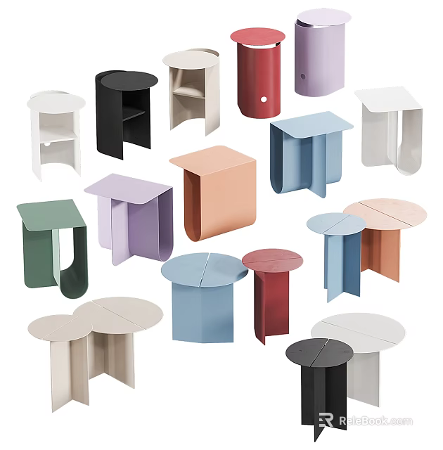 Modern Side Tables With Various Colors And Stylish Designs For Living Room Decor 3d model 