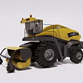 Yellow Agricultural Harvester Utility Vehicle With Large Tires Cabin And Harvesting Attachment