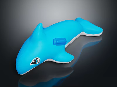 Blue Dolphin Shaped Children's Furniture Seat With Cartoon Eye And Button Detail 3d model