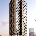 Elegant Modern Hotel Building With High Rise Glass Facade And Unique Design