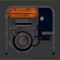 Portable Gasoline Generator With Orange Top Metal Frame Control Panel And Mechanical Parts
