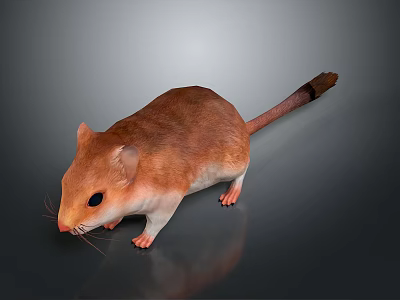 Realistic Brown And White Mouse With Detailed Fur On Gray Background 3d model