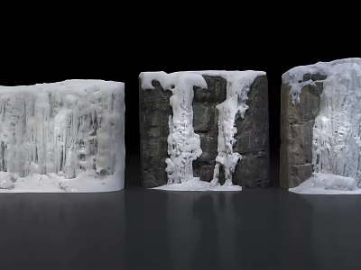 Garden Landscape Rock Formations With Snowy Icicles And Natural Textures 3d model