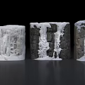 Garden Landscape Rock Formations With Snowy Icicles And Natural Textures