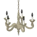 Classic Chandelier With Five Candle Style Lights And Beige Chain Hanging Design